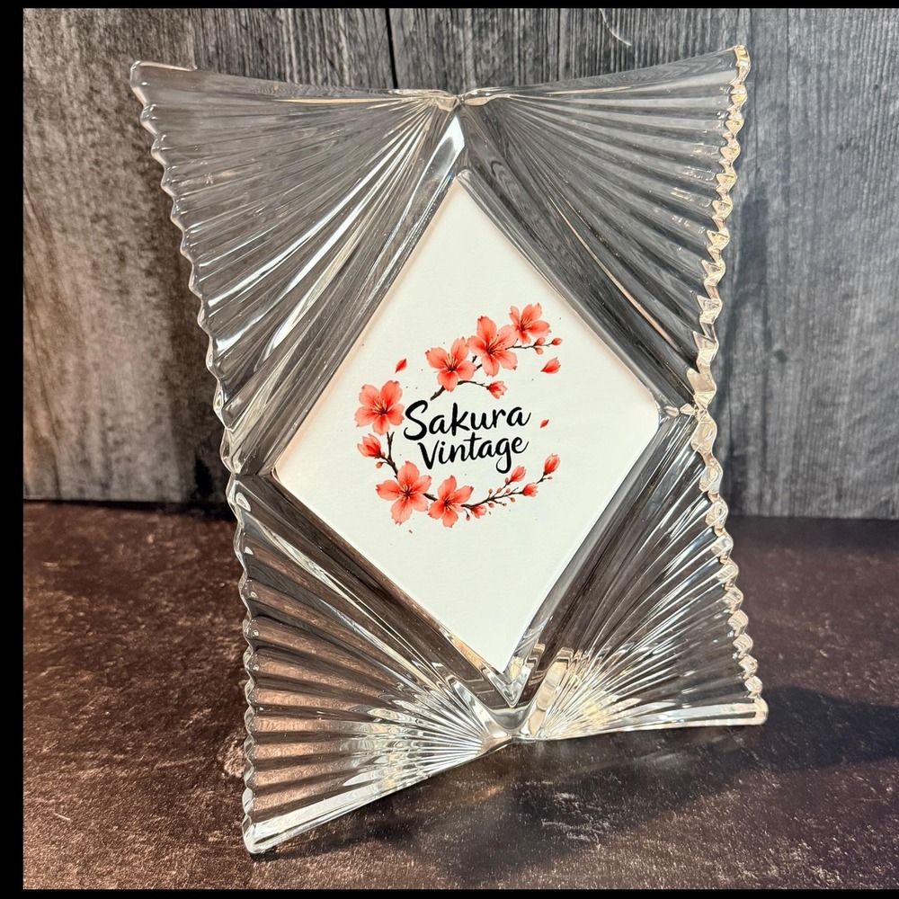 Mikasa‎ Starlet Lead Crystal Diamond Photo Frame Japan Art Deco 1990s
